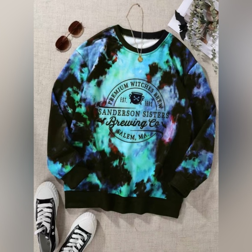 Sanderson Sisters Brewing Company tie dye sweatshirt halloween hocus pocus